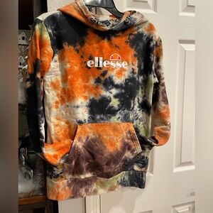 Ellesse Cherry Pullover tie dye women’s size 6 orange black white Cotton hoodie